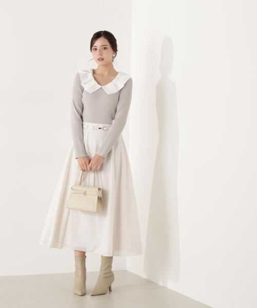 PROPORTION BODY DRESSING(プロポーションボディドレッシング)の「ラッフルカラーニットトップス / 1216170100(ニット/セーター・レディース・ピンク/ブラック/グレー・FREE)」の15枚目の写真