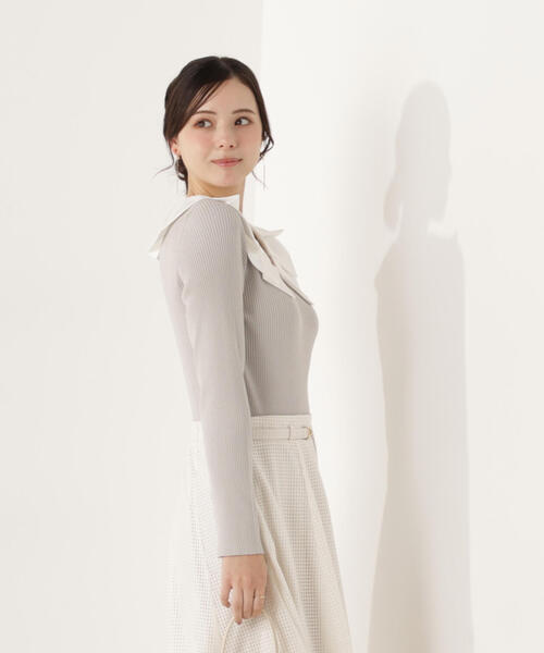 PROPORTION BODY DRESSING(プロポーションボディドレッシング)の「ラッフルカラーニットトップス / 1216170100(ニット/セーター・レディース・ピンク/ブラック/グレー・FREE)」の11枚目の写真