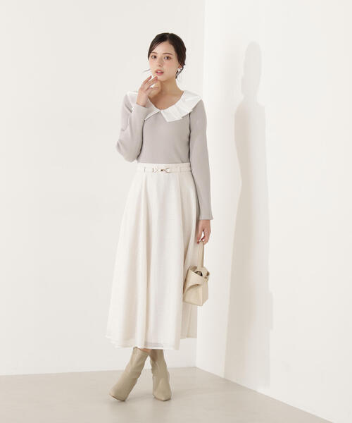 PROPORTION BODY DRESSING(プロポーションボディドレッシング)の「ラッフルカラーニットトップス / 1216170100(ニット/セーター・レディース・ピンク/ブラック/グレー・FREE)」の10枚目の写真