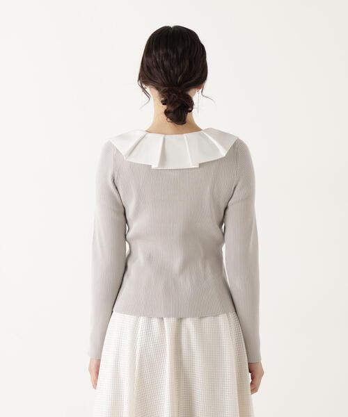 PROPORTION BODY DRESSING(プロポーションボディドレッシング)の「ラッフルカラーニットトップス / 1216170100(ニット/セーター・レディース・ピンク/ブラック/グレー・FREE)」の7枚目の写真