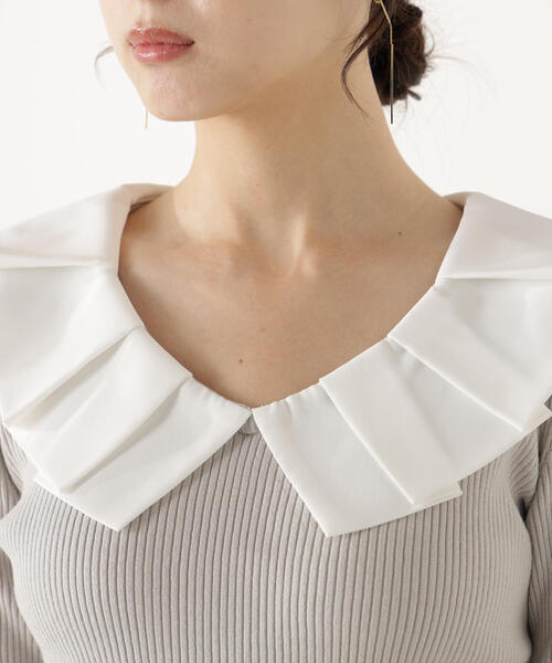 PROPORTION BODY DRESSING(プロポーションボディドレッシング)の「ラッフルカラーニットトップス / 1216170100(ニット/セーター・レディース・ピンク/ブラック/グレー・FREE)」の5枚目の写真