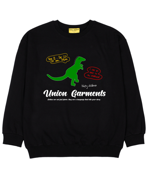 Union Garments(ユニオンガーメンツ)の「ダイノガーメンツ 裏毛 オーバーサイズ スウェットTシャツ ブラック(スウェット・レディース・その他・MEDIUM/LARGE/X-LARGE/XX-LARGE)」の1枚目の写真