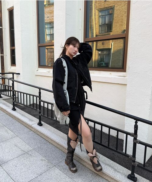 ZIZEMUSEUM(ジゼミュージアム)の「LAYERABLE BUTTON WRAP SKIRT (BLACK)(スカート・レディース・その他・OS)」の7枚目の写真