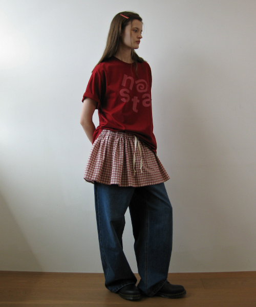 NAATS（ナツ）の「Check layered skirt, red（スカート・レディース・その他・FREE）」の2枚目の写真