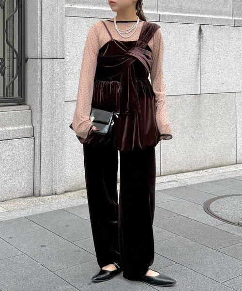 CPCM（シーピーシーエム）の「【WEB限定】3点セットベロアセットアップ（ワンピース・レディース・グレー/ブラウン・FREE）」の2枚目の写真