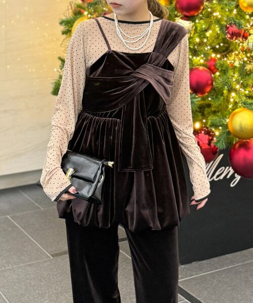 CPCM（シーピーシーエム）の「【WEB限定】3点セットベロアセットアップ（ワンピース・レディース・グレー/ブラウン・FREE）」の5枚目の写真