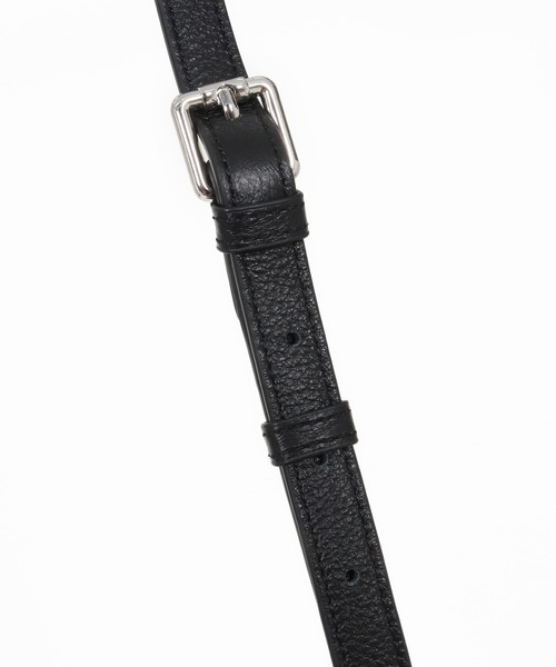 ADAM PATEK（アダムパテック）の「《ADAMPATEK》new shrink leather drawstring mini bag/レザー巾着ミニバッグ（ハンドバッグ・メンズ・ブラック・FREE）」の2枚目の写真