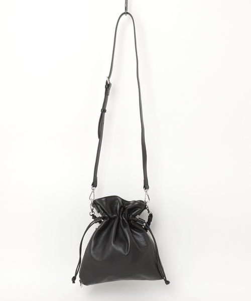 ADAM PATEK（アダムパテック）の「《ADAMPATEK》new shrink leather drawstring mini bag/レザー巾着ミニバッグ（ハンドバッグ・メンズ・ブラック・FREE）」の13枚目の写真