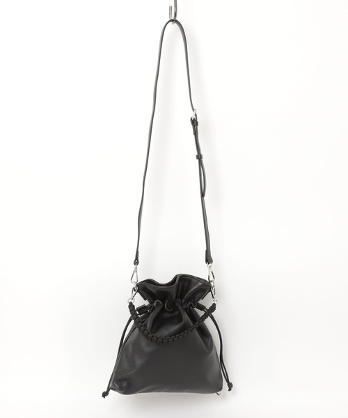 ADAM PATEK（アダムパテック）の「《ADAMPATEK》new shrink leather drawstring mini bag/レザー巾着ミニバッグ（ハンドバッグ・メンズ・ブラック・FREE）」の14枚目の写真