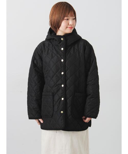 Lugnoncure（ルノンキュール）の「撥水フード付きスナップボタンリラックスキルトジャケット（その他アウター・レディース・チャコールグレー/ブラック/ベージュ・F）」の5枚目の写真