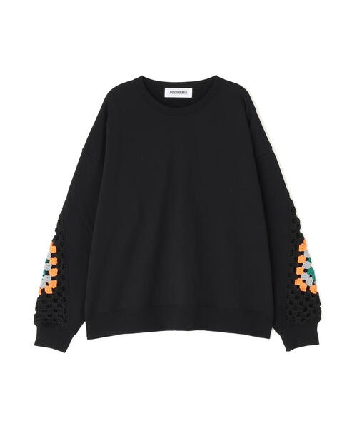DISCOVERED(ディスカバード)の「DISCOVERED(ディスカバード) 別注 CROCHET SLEEVE SWEAT(ニット/セーター・レディース・ホワイト/ブラック・F)」の16枚目の写真
