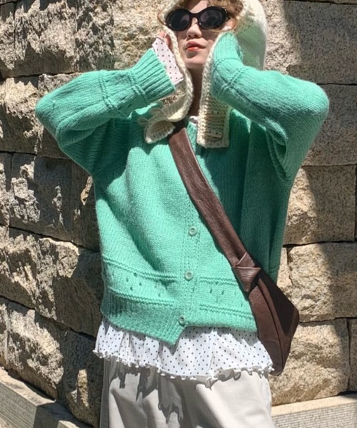 gossip!ロサンゼルス(ゴシップロサンゼルス)の「レディース 韓国風 ニット ゆったりカジュアルカーディガン 日常&シンプル(カーディガン/ボレロ・レディース・ブルー/グリーン/オフホワイト・FREE)」の21枚目の写真