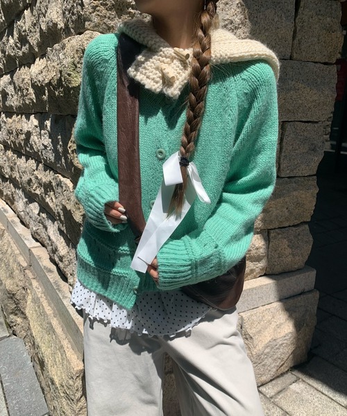 gossip!ロサンゼルス(ゴシップロサンゼルス)の「レディース 韓国風 ニット ゆったりカジュアルカーディガン 日常&シンプル(カーディガン/ボレロ・レディース・ブルー/グリーン/オフホワイト・FREE)」の22枚目の写真