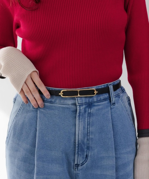 Elura（エルーラ）の「オーバルバックル細ベルト/643005（ベルト・レディース・ベージュ/ホワイト/ブラック・ONE SIZE）」の3枚目の写真