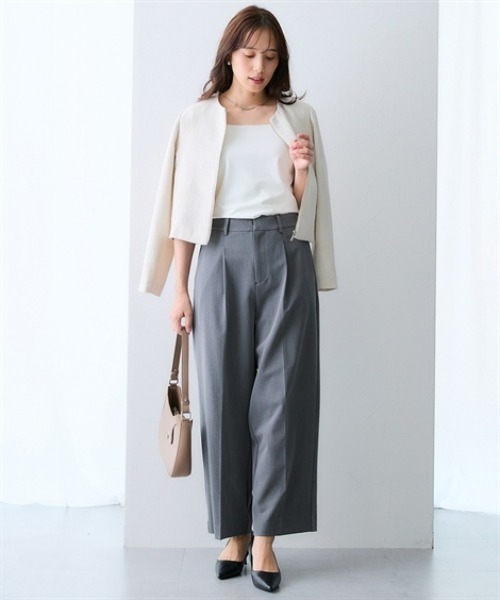 7days Life Styling（セブンデイズライフスタイリング）の「ノーカラーツイードジャケット（カバーオール・レディース・アイボリー/グレー・3L/LL/L/M）」の18枚目の写真