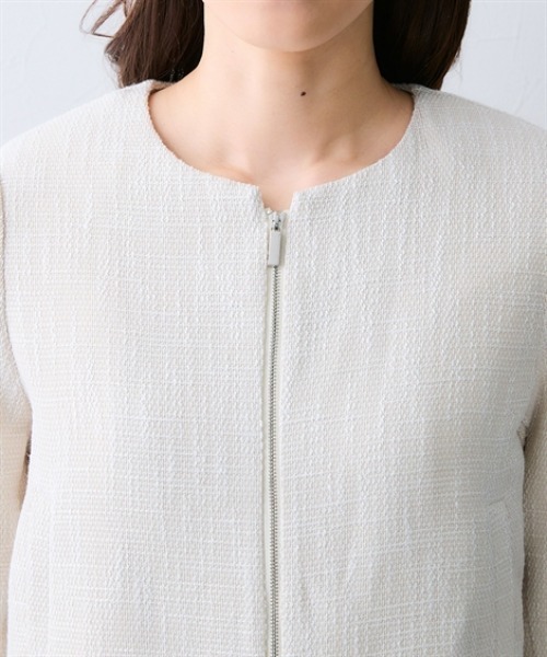 7days Life Styling（セブンデイズライフスタイリング）の「ノーカラーツイードジャケット（カバーオール・レディース・アイボリー/グレー・3L/LL/L/M）」の11枚目の写真