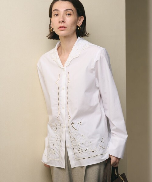 BEAUTY&YOUTH UNITED ARROWS（ビューティーアンドユースユナイテッドアローズ）の「エンブロイダリーカラー シャツ（シャツ/ブラウス・レディース・ライム/ホワイト・FREE）」の4枚目の写真