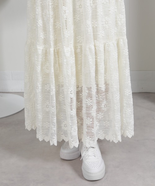 セール】ラッセル花柄 ティアードロングスカート（スカート）｜pumpkin