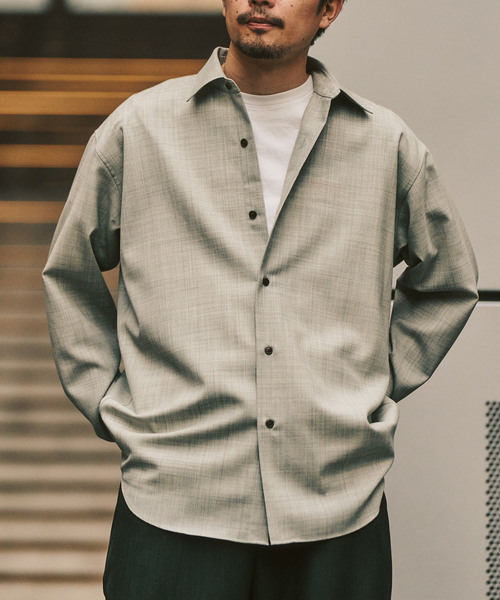 417 EDIFICE（フォーワンセブンエディフィス）の「【LE JAPON ATELIER】 Akita レギュラーウールシャツ（シャツ/ブラウス・メンズ・チャコールグレー/ブラウン/チョコ/ブラック・LARGE/MEDIUM/SMALL）」の2枚目の写真