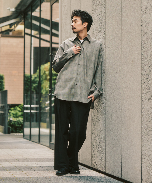 417 EDIFICE（フォーワンセブンエディフィス）の「【LE JAPON ATELIER】 Akita レギュラーウールシャツ（シャツ/ブラウス・メンズ・チャコールグレー/ブラウン/チョコ/ブラック・LARGE/MEDIUM/SMALL）」の5枚目の写真