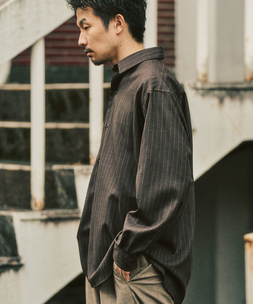 417 EDIFICE（フォーワンセブンエディフィス）の「【LE JAPON ATELIER】 Akita レギュラーウールシャツ（シャツ/ブラウス・メンズ・チャコールグレー/ブラウン/チョコ/ブラック・LARGE/MEDIUM/SMALL）」の22枚目の写真