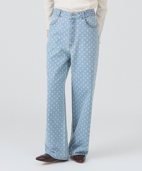 Ray BEAMS（レイビームス）の「ジャカード デニム ストレート パンツ（デニムパンツ・レディース・ブルー/グレー・0/1）」の11枚目の写真