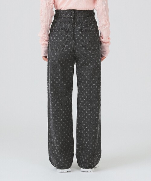 Ray BEAMS（レイビームス）の「ジャカード デニム ストレート パンツ（デニムパンツ・レディース・ブルー/グレー・0/1）」の3枚目の写真