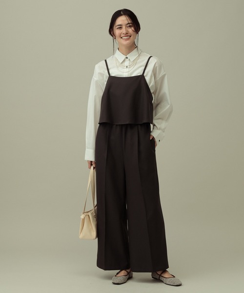 LAKOLE(ラコレ)の「【セレモニー/卒入式にも】<多機能素材>パウダリーツイルサロペット / 638586(サロペット/オーバーオール・レディース・ネイビー系8/チャコールグレー/グレー・FREE)」の2枚目の写真