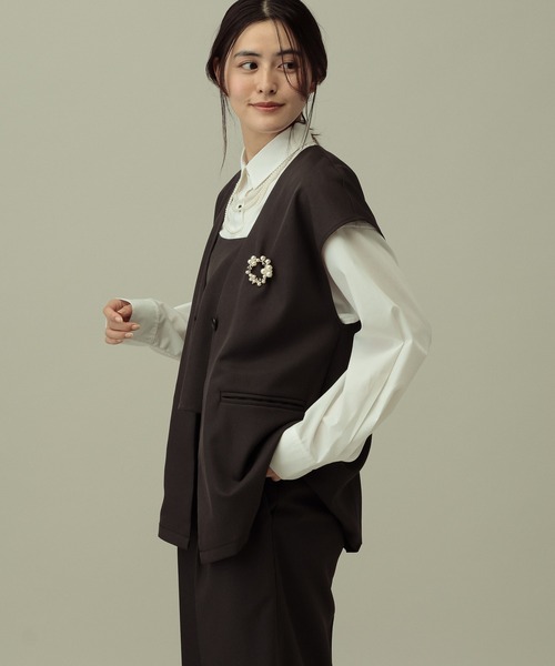 LAKOLE(ラコレ)の「【セレモニー/卒入式にも】<多機能素材>パウダリーツイルサロペット / 638586(サロペット/オーバーオール・レディース・ネイビー系8/チャコールグレー/グレー・FREE)」の12枚目の写真