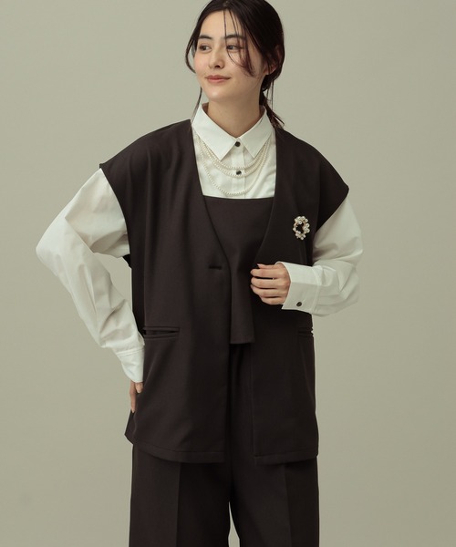 LAKOLE(ラコレ)の「【セレモニー/卒入式にも】<多機能素材>パウダリーツイルサロペット / 638586(サロペット/オーバーオール・レディース・ネイビー系8/チャコールグレー/グレー・FREE)」の10枚目の写真