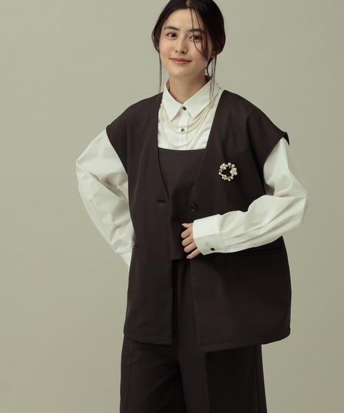 LAKOLE(ラコレ)の「【セレモニー/卒入式にも】<多機能素材>パウダリーツイルサロペット / 638586(サロペット/オーバーオール・レディース・ネイビー系8/チャコールグレー/グレー・FREE)」の11枚目の写真