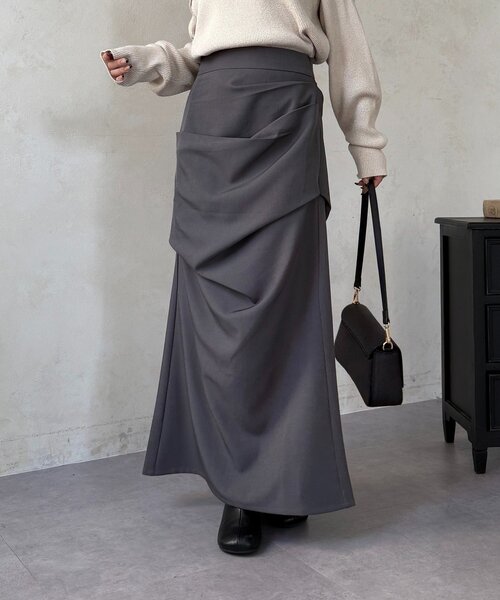 Thevon（ゼボン）の「ドレープマーメイドスカート（スカート・レディース・チャコールグレー/ブラック・M/S）」の2枚目の写真