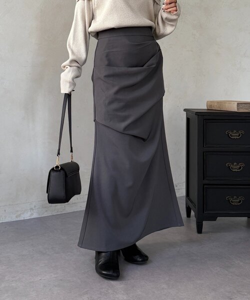 Thevon（ゼボン）の「ドレープマーメイドスカート（スカート・レディース・チャコールグレー/ブラック・M/S）」の11枚目の写真