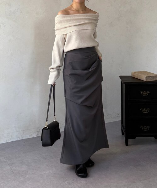 Thevon（ゼボン）の「ドレープマーメイドスカート（スカート・レディース・チャコールグレー/ブラック・M/S）」の17枚目の写真