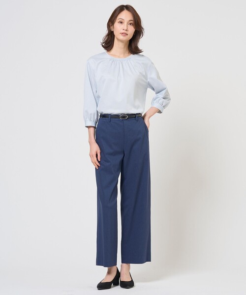 J.PRESS(ジェイプレス)の「ストライプジャカード ラウンドネック カットソー(Tシャツ/カットソー・レディース・スカイブルー系1/ネイビー系1/黄土色系1・LARGE/MEDIUM)」の6枚目の写真