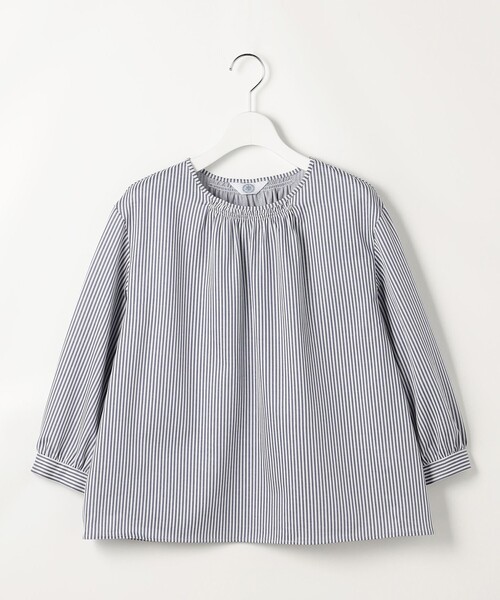 J.PRESS(ジェイプレス)の「ストライプジャカード ラウンドネック カットソー(Tシャツ/カットソー・レディース・スカイブルー系1/ネイビー系1/黄土色系1・LARGE/MEDIUM)」の11枚目の写真