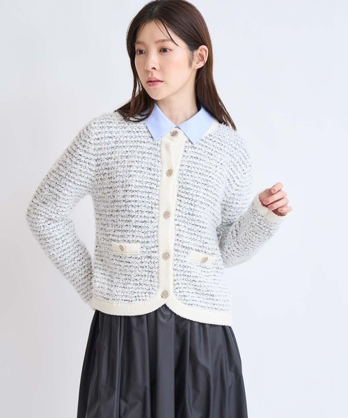 NOELA（ノエラ）の「ツイードニットカーディガン（カーディガン/ボレロ・レディース・オフホワイト/ピンク/ブルー・フリー）」の2枚目の写真