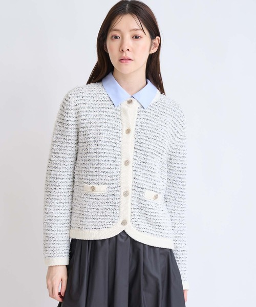 NOELA（ノエラ）の「ツイードニットカーディガン（カーディガン/ボレロ・レディース・オフホワイト/ピンク/ブルー・フリー）」の4枚目の写真