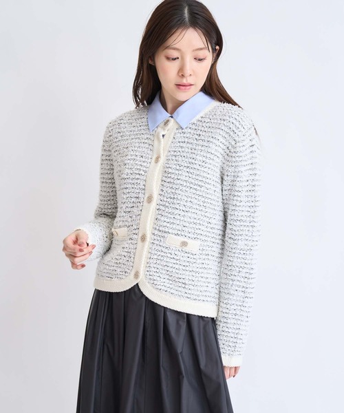 NOELA（ノエラ）の「ツイードニットカーディガン（カーディガン/ボレロ・レディース・オフホワイト/ピンク/ブルー・フリー）」の6枚目の写真
