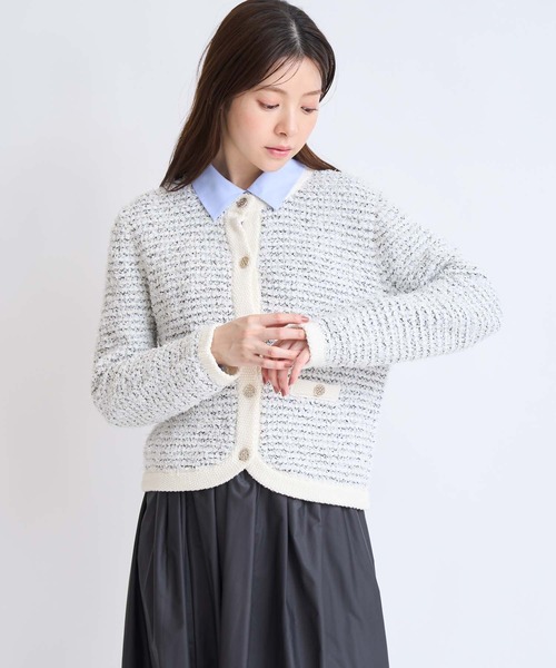 NOELA（ノエラ）の「ツイードニットカーディガン（カーディガン/ボレロ・レディース・オフホワイト/ピンク/ブルー・フリー）」の7枚目の写真