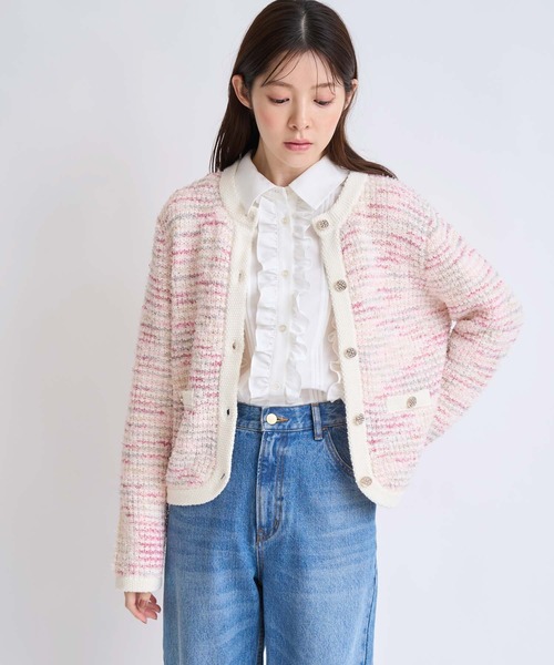 NOELA（ノエラ）の「ツイードニットカーディガン（カーディガン/ボレロ・レディース・オフホワイト/ピンク/ブルー・フリー）」の15枚目の写真