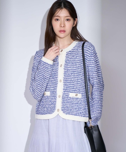 NOELA（ノエラ）の「ツイードニットカーディガン（カーディガン/ボレロ・レディース・オフホワイト/ピンク/ブルー・フリー）」の22枚目の写真