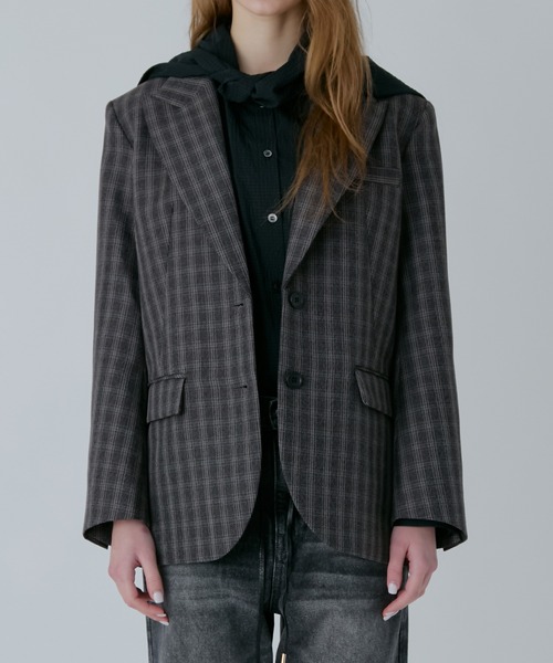 LE CIEL BLEU（ルシェルブルー）の「オーバーサイズプレイドジャケット / Oversized Plaid Jacket（テーラードジャケット・レディース・ベージュ/ブラウン・34/36）」の6枚目の写真