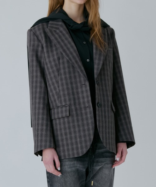 LE CIEL BLEU（ルシェルブルー）の「オーバーサイズプレイドジャケット / Oversized Plaid Jacket（テーラードジャケット・レディース・ベージュ/ブラウン・34/36）」の5枚目の写真