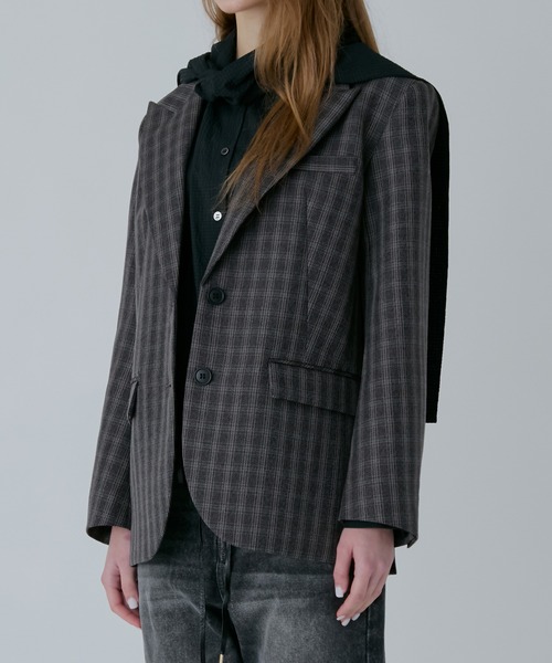 LE CIEL BLEU（ルシェルブルー）の「オーバーサイズプレイドジャケット / Oversized Plaid Jacket（テーラードジャケット・レディース・ベージュ/ブラウン・34/36）」の4枚目の写真