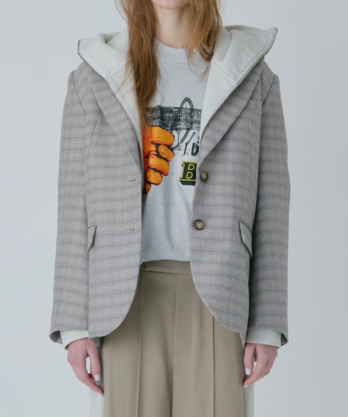 LE CIEL BLEU（ルシェルブルー）の「オーバーサイズプレイドジャケット / Oversized Plaid Jacket（テーラードジャケット・レディース・ベージュ/ブラウン・34/36）」の14枚目の写真