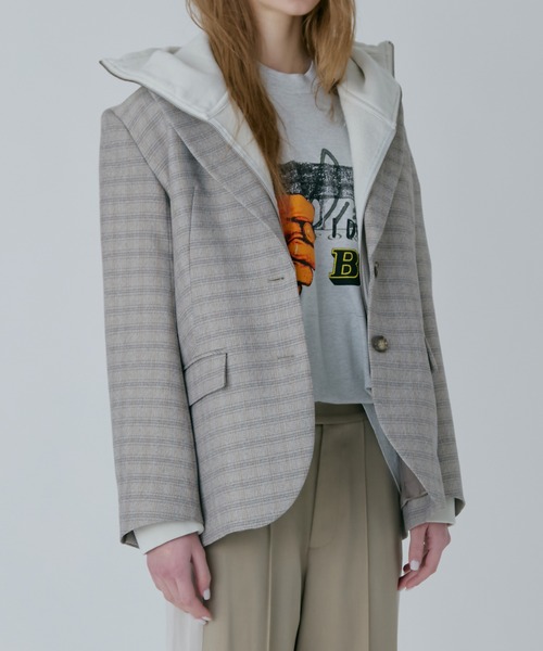 LE CIEL BLEU（ルシェルブルー）の「オーバーサイズプレイドジャケット / Oversized Plaid Jacket（テーラードジャケット・レディース・ベージュ/ブラウン・34/36）」の13枚目の写真