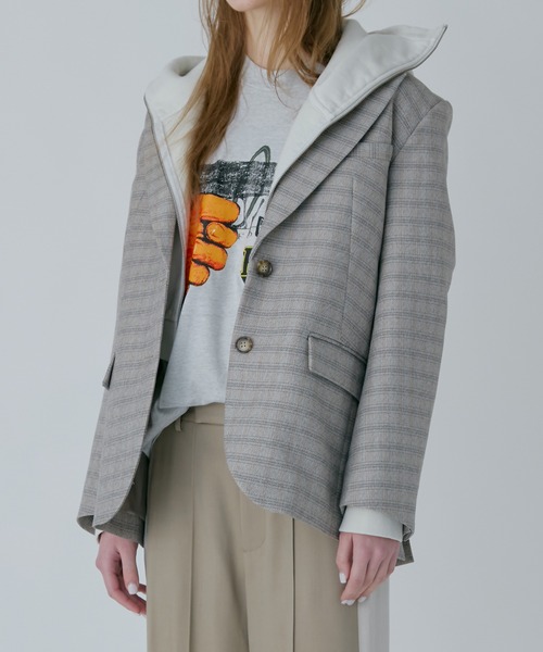 LE CIEL BLEU（ルシェルブルー）の「オーバーサイズプレイドジャケット / Oversized Plaid Jacket（テーラードジャケット・レディース・ベージュ/ブラウン・34/36）」の12枚目の写真