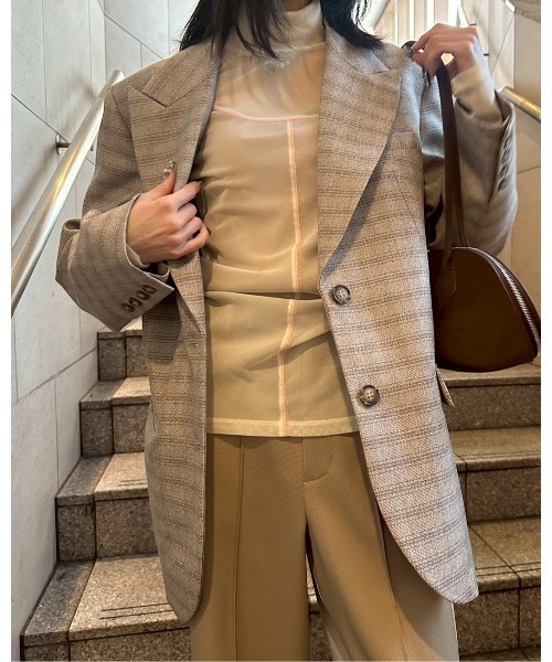 LE CIEL BLEU（ルシェルブルー）の「オーバーサイズプレイドジャケット / Oversized Plaid Jacket（テーラードジャケット・レディース・ベージュ/ブラウン・34/36）」の22枚目の写真