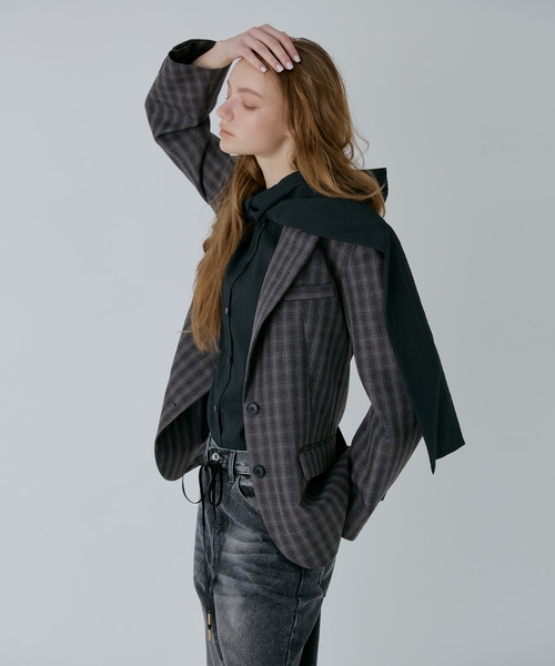 LE CIEL BLEU（ルシェルブルー）の「オーバーサイズプレイドジャケット / Oversized Plaid Jacket（テーラードジャケット・レディース・ベージュ/ブラウン・34/36）」の20枚目の写真